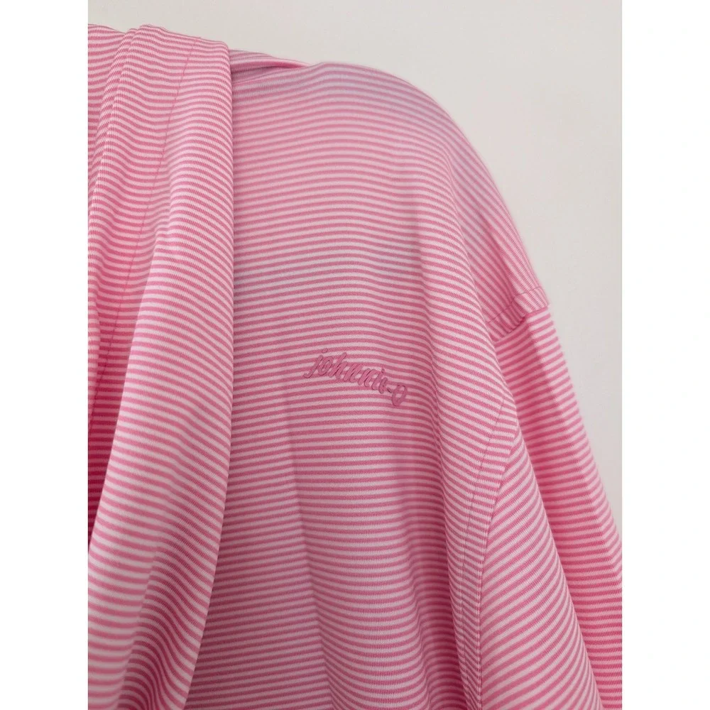 Johnnie-O Mens Performance Golf Hybrid Hoodie 1/4 Zip Pink Striped Cabo XL New
